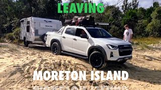 Moreton Island catching the Micat Ferry home towing our caravan Beach Camping [upl. by Tisha]