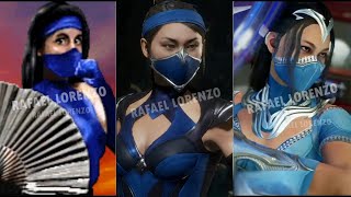 MORTAL KOMBAT KITANA Evolution Skins Costumes MK2  MK1 Mortal Kombat 1 [upl. by Adni]