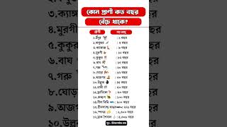 কোন প্রাণী কত বছর বেঁচে থাকতে পারে  world gk facts top10 [upl. by Peter]