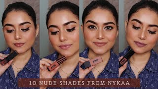 MY TOP 10 NUDE LIPSTICKS FROM Nykaa  Arpita Ghoshal [upl. by Nosnej]