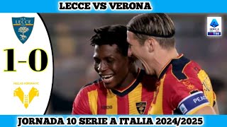 LECCE VS VERONA  10  Jornada 10 Serie A Italia 202425 [upl. by Cora]