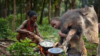 Wilderness Cooking Hadzabe Tribes Meat Preparation and Feast [upl. by Simonetta]