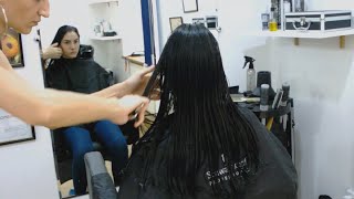 SHE WANTS SUPER HAIRCUT  HOW TU CUT LONG LAYERED HAIR [upl. by Alek]