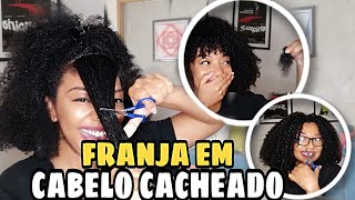 COMO CORTAR FRANJA EM CABELO CACHEADO SOZINHA  cabelo 4a [upl. by Nawrocki]