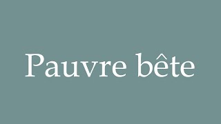 How to Pronounce Pauvre bête Poor thing Correctly in French [upl. by Denzil289]