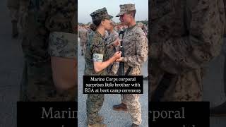 Corporal surprises little brother with EGA at boot camp ceremony marinecorps usmilitary semperfi [upl. by Aketal]