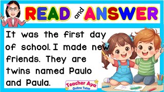 SHORT STORY WITH QUESTIONS  First Day of School  ENGLISH READING COMPREHENSION  Teacher Aya [upl. by Egag481]