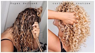 Super defined CURLY HAIR routine  what a real hair routine looks like [upl. by Enaud]