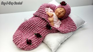 Easy Crochet Baby Cocoon with Hat  Serenity Sleep Sack  Bag O Day Crochet Tutorial 618 [upl. by Willa]