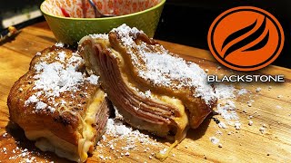 EASY BLACKSTONE GRIDDLE RECIPE  MONTE CRISTO SANDWICH  OUTDOOR COOKING [upl. by Duj]