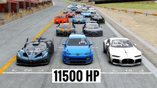 11500 HP Golf R 2023 vs Bugatti Hypercars at Special Route X [upl. by Tongue]