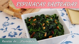 ESPINACAS SALTEADAS con ajos y piñones ¡Buenísimas [upl. by Neerehs]