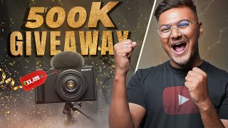 500K Subscribers Giveaway 🎉🥳  Camera Microphone Light amp More [upl. by Ratcliff]