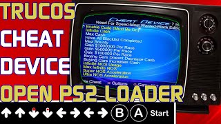 Como poner TRUCOS para juegos en open PS2 loader con CHEAT DEVICE Tutorial principiantes [upl. by Airret]