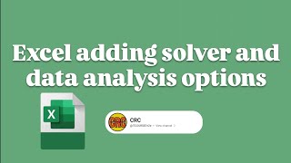 Excel adding solver and data analysis options [upl. by Tterej430]