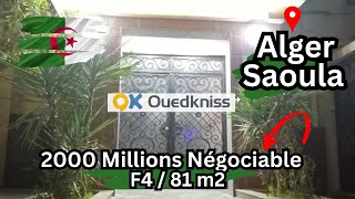 Ouedkniss Algerie Saoula F4 appartement 81 m2 [upl. by Neerbas]