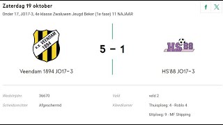 Voetbalwedstrijd 19102024 Veendam1894 JO1703 tegen HS88 JO1703 [upl. by Adnaluoy]