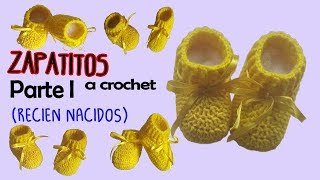 Zapatitos a crochet recien nacido Parte 1 unisex  salida del hospital [upl. by Alia409]