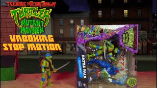 Leo Unboxes TMNT Mutant Mayhem Leonardo vs Superfly battle pack stopMotion [upl. by Collbaith]