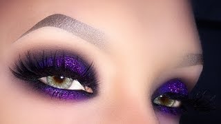 Sexy Purple Smokey for Green Eyes  Glitter Halo Makeup Tutorial ft LunatiCK Cosmetics [upl. by Admana429]