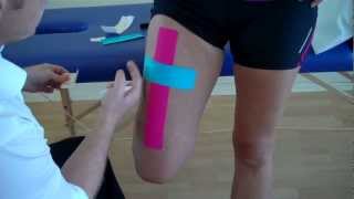 How to apply Kinesiology Taping for a strain of the Rectus Femoris  Quadricep muscle strain [upl. by Anjela442]