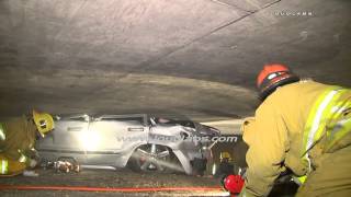 Fatal SUV Crash Wedged Under Bridge  Boyle Heights RAW FOOTAGE [upl. by Bradstreet537]