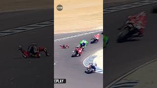 Crashed motorbike causes other riders to flip 😱 shorts motorcycle [upl. by Hammerskjold]