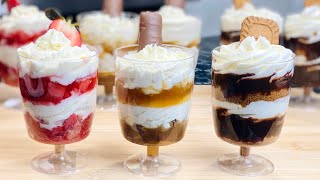 3 IDÉES DE DESSERTS DÉTÉ EN VERRINES AVEC LA MÊME CRÈME🍨 recette express⏱ Deli Cuisine [upl. by Boleslaw658]