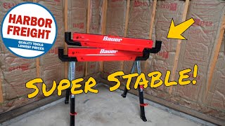 BAUER 32in Steel Adjustable Sawhorse 1300 lb Capacity full review [upl. by Abijah]