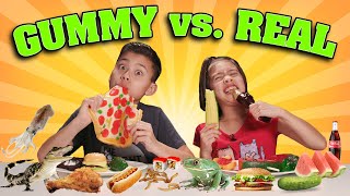 GUMMY FOOD vs REAL FOOD CHALLENGE Kids Eat Frog Legs [upl. by Jeu]