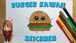 Kawaii Burger einfach malen für Kinder  ab 6 Jahren  Malen mit Evi  deutsch [upl. by Ethe754]