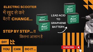 Replace Electric Scooter VRLA Battery With Graphene 12v 32Ah Battery  Guide  Steps DIY  Ampere [upl. by Nathanoj]