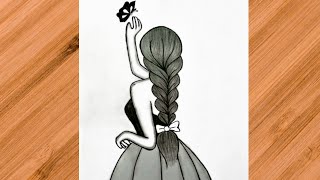 How to draw a Girl backsideDrawing easy  Pencil sketch for beginner  girl drawing  drawing [upl. by Norel]