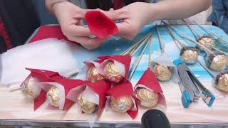 CHOCOLATE BOUQUET FERRERO ROCHER DIY GIFTS IDEA [upl. by Bobine519]