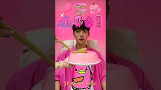 Random Pink Food ASMR Eating 🍧🦑🩷 mukbang cure short [upl. by Ahaelam574]