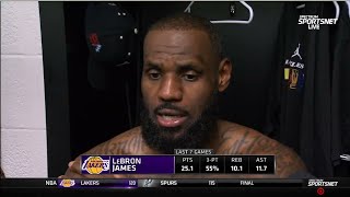 PostGame Interview  LeBron James talks about his 4thstraight tripledoubles in Lakers win vs Spurs [upl. by Ordway505]