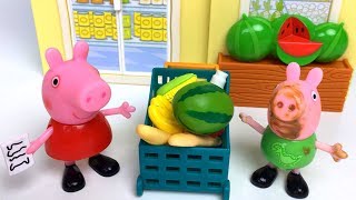 PEPPA PIG LITTLE GROCERY STORE MARKET WITH PEPPA FIGURINE SHOPPING LIST amp SHOPPING CART  UNBOXING [upl. by Nyvar]