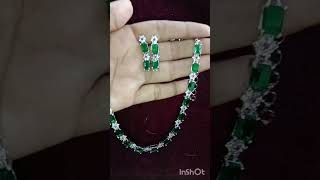 Beautiful silver amp green combination short neck set 499Only WhatsApp to Order 6281233880 [upl. by Ilrahs443]