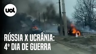 Guerra na Ucrânia Imagens mostram destruição no 4º dia de confronto [upl. by Ahseer]