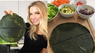 LOW FAT WRAP aus SPINAT CHIA amp DATTELN 3 Zutaten RohVegan JuliasGreenKitchen [upl. by Andriana896]