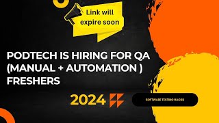 PODTECH IS HIRING FOR QA FRESHERS  TESTING JOBS  AUTOMATION TESTING [upl. by Anitrak990]