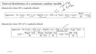 L16 Derived distribution of continuous random variables [upl. by Aimej429]