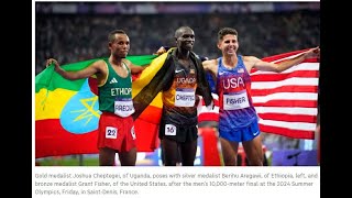 Cheptegei wins men’s 10000m gold at Paris Olympics 2024 Olympicinparis2024 [upl. by Schild246]