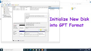 How to initialize new disk into GPT  MBR format  Create Partition to new hard drive on Windows 10 [upl. by Dinsdale]