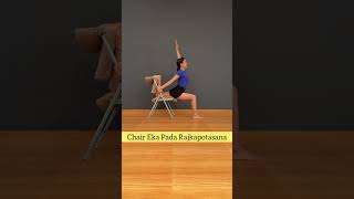 Eka Pada Rajakapotasana OneLegged King Pigeon Pose Chair Variation  Iyengar yoga [upl. by Assenab]