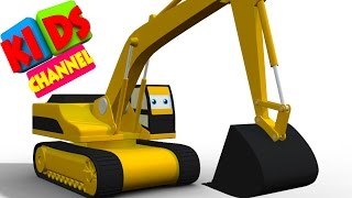 Digger  cartoon vehicles  3D videos for kids  cartoon about cars [upl. by Felske]