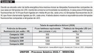 MEDICINA  UNIFOR  20221  QUESTÃO 8 [upl. by Gustin]