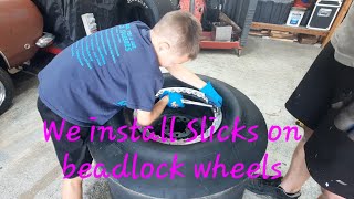 lnstall Slicks on Beadlock Wheels so easy a 7yr old can do it [upl. by Morgan]