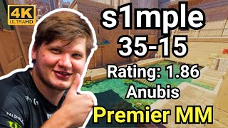 s1mple 3515 Rating186 Anubis  Premier Ranked  Aug 28 2024 cs2 pov [upl. by Astrea]