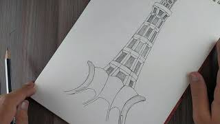 How to Draw MinarePakistan Easy Step by Step  Drawing minar pakistan lahore [upl. by Eelrebma]